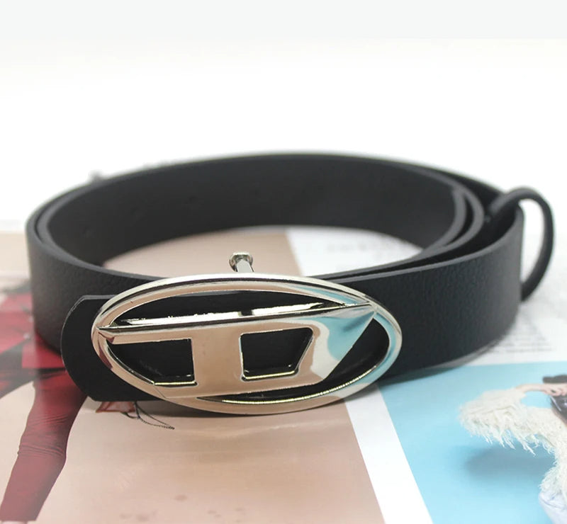 PU Leather Women Letter Belt with Metal Snap Buckle Fsshion Style